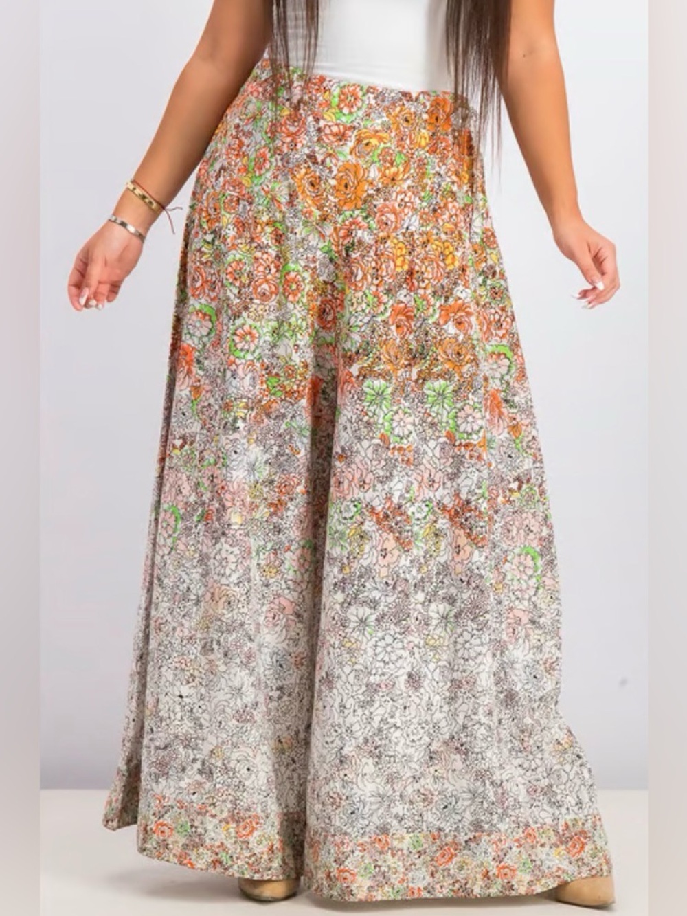 Free People Sugar Magnolia Wide-Leg pants -Size Medium (waist 17.5”. Inseam 28”)